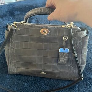 Coach Grey Crocodile impressed leather bag